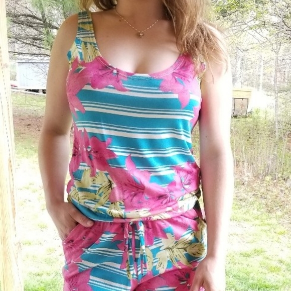 Idealle Short Romper, Pink Multicolored,  L NWT - Picture 6 of 12